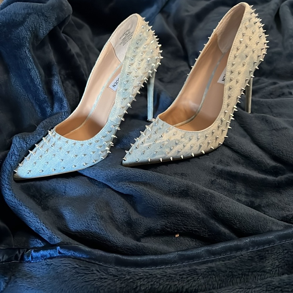 Steve Madden Vala-S Spiked Heels in Denim